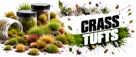 Green Stuff World grass tufts for miniature bases, dioramas and gaming terrain